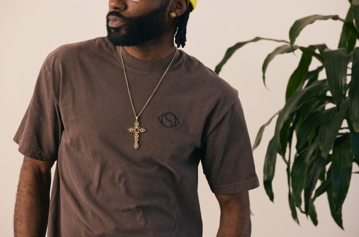 Essentials Embroidered Brown Tee